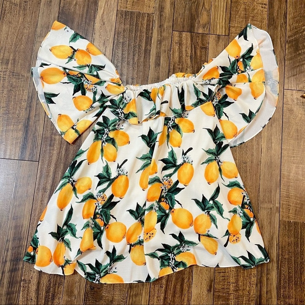 Lemon Prints Off the shoulder Top